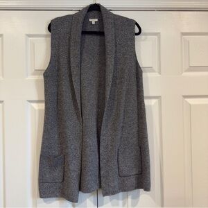 Talbots Shawl Collar Sleeveless Cardigan Women's Size M Open Front Pockets Gray
